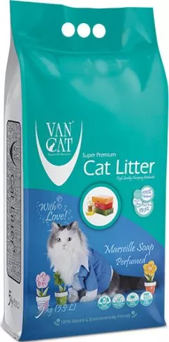 Наповнювач для котячого туалету Van Cat Super Premium Quality Marseille Soap Бентонітовий грудкувальний 5 кг (6 л)