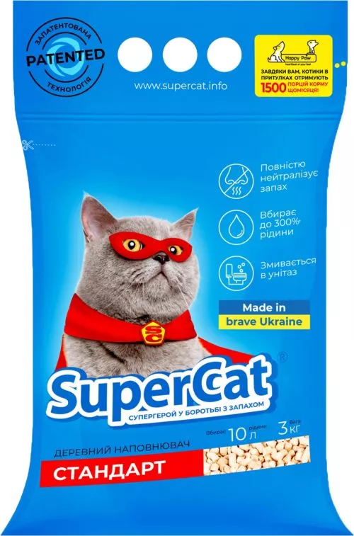 Упаковка наполнителя для кошачьего туалета SuperCat Стандарт Деревянный поглотительный 3 кг 5 шт (5 х 5 л) (14820082490208) - фото №2