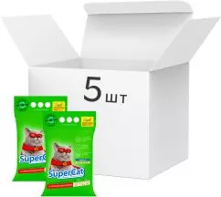 Упаковка наполнителя для кошачьего туалета SuperCat с ароматизаторами Деревянный всасывающий 3 кг 5 шт (5х5 л)