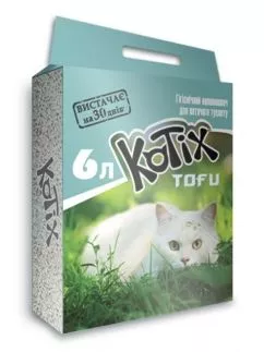 Соевый наполнитель Kotix Tofu для кошачьего туалета, без аромата 6 л