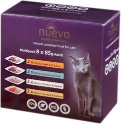 Мультибокс пауч влажного корма для кошек Nuevo Adult микс 85 г х 8 шт (4250231598784)