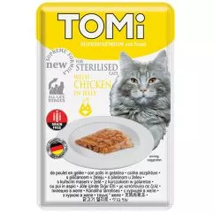 Влажный суперпремиум корм консервы для стерилизованных кошек и кастрированных кошек TOMi Sterilised Chicken in Jelly ТОМИ курица в желе 85 г