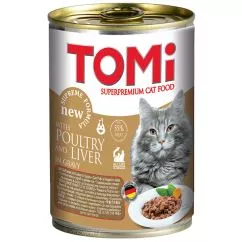 Вологий корм консерви для котів TOMi Super Premium Poultry liver птах печінка 400 г (157060)