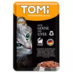 Влажный корм суперпремиум консервы для кошек, пауч TOMi Goose Liver гусь, печень 100 г (465196)