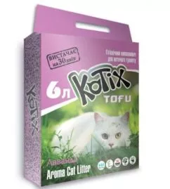 Наполнитель соевый Kotix TOFU с ароматом лаванды для кошачьего туалета, 6л