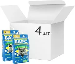 Упаковка наповнювача для котячого туалету Барс №1 Бентонітовий грудкувальний 5 кг 4 шт (4820031331043)