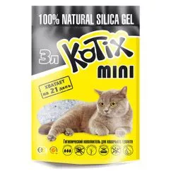 Наполнитель силикагелевый Kotix для кошек без ароматизатора, 3 л