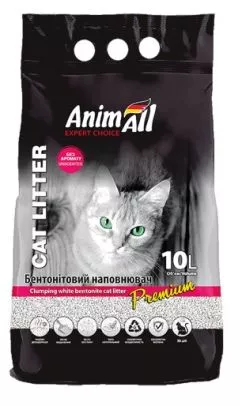 Наповнювач для котів 10 л Бентонітовий білий Animall без запаху