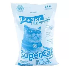 SuperCat Стандарт Наполнитель для кошачьего туалета древесный 12+3 кг (4820152564399)