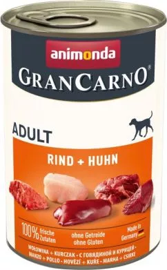 Вологий корм Animonda GranCarno Adult Beef + Chicken з яловичиною та куркою для собак 400 г (4017721827324)