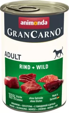 Вологий корм Animonda GranCarno Adult Beef+ Game з яловичиною та дичиною для собак 400 г (4017721827362)