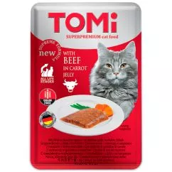 Влажный корм консервы для кошек TOMi BEEF in carrot jelly говядина в морковном желе 100 г (4003024490860)
