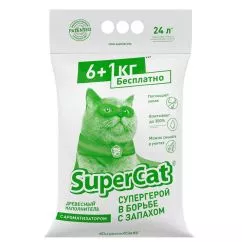 Наполнитель для кошачьих туалетов SuperCat с ароматизатором 6+1кг (зеленый)