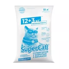 SuperCat Стандарт Наполнитель для кошачьего туалета древесный без аромата 15 кг