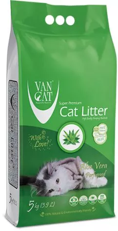 Наповнювач для котячого туалету Van Cat Super Premium Quality Aloe Vera Бентонітовий грудкувальний 5 кг (8699245857344/8699245856330)