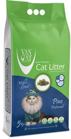Наповнювач для котячого туалету Van Cat Super Premium Quality Pinе Бентонітовий грудкувальний 5 кг (8699245857368/8699245856286)