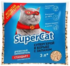 SuperCat Стандарт Наполнитель для кошачьего туалета древесный 1кг 3л синий (4823089304250)