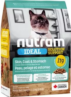 Nutram I19 Ideal Solution Support Skin со вкусом курицы и лосося 1.13 кг сухой корм для котов