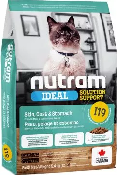 Nutram I19 Ideal Solution Support Sensitive Skin, Coat & Stomach Cat 5.4 кг сухий корм для котів