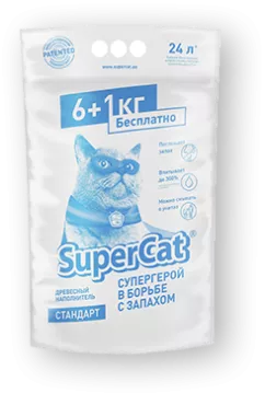SuperCat Стандарт Наполнитель для кошачьего туалета древесный белый 7 кг (128137)