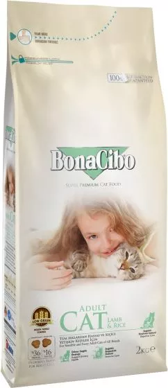 Сухий корм для кішок BonaCibo Adult Cat Lamb&Rice з м'ясом ягняти та рисом 2 кг (BC406120)