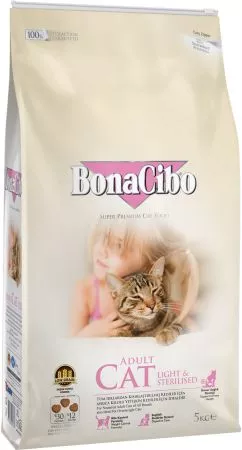 Сухой корм для кошек BonaCibo Adult Cat Light&Sterilized с мясом курицы, анчоусами и рисом 5 кг (BC405680)