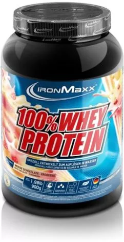 Протеїн IronMaxx 100% Whey Protein 900 г — Полуниця — білий шоколад (4260196299220)