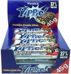 Протеїновий батончик Weider Yippie! 45 г Cookies-Double Chocolate 12 шт. (4044782906972)