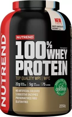 Протеїн Nutrend 100% WHEY PROTEIN 2250 г Банан + полуниця (8594014869347)