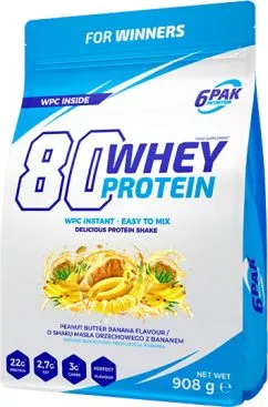 Протеин 6PAK 80 Whey Protein 908 г Банан с арахисовым маслом (5902811811361)