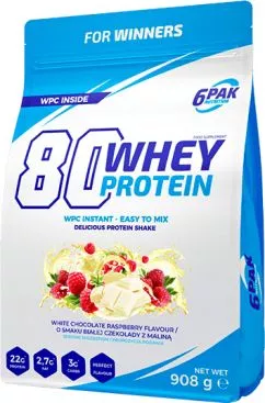 Протеїн 6PAK 80 Whey Protein 908 г Білий шоколад з малиною (5902811811316)