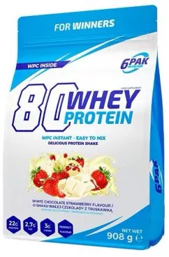 Протеин 6PAK 80 Whey Protein 908 г Белый шоколад с клубникой (5902811811323)