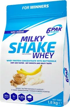 Білкова добавка 6PAK Milky Shake Whey 1800 г Арахісова паста-банан (5902811802161)