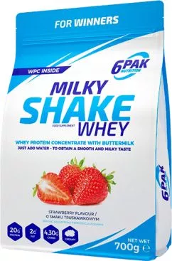 Білкова добавка 6PAK Milky Shake Whey 700 г Полуниця (5902811802581)