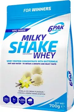 Белочная добавка 6PAK Milky Shake Whey 700 г Ванильное мороженое (5902811805544)