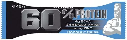 Протеиновый батончик Weider 60% Protein bar 45 г Coconut Crisp 24 шт. (4044782909379) - фото №2