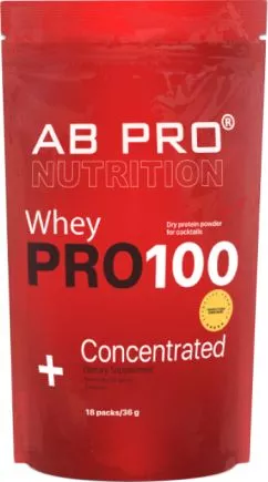 Протеїн AB PRO PRO 100 Whey Concentrated 18 індивідуальних пачок по 36 г Ваніль (PRO18PCABVA94)