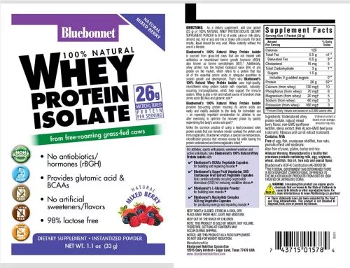 Ізолят сироваткового білка Мікс Ягід Whey Protein Isolate Bluebonnet Nutrition 8 пакетиків (743715015791) - фото №2