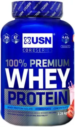 Протеїн USN 100% Premium Whey Protein 2280 г Полуниця (6009694864350)
