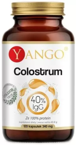 Протеїн Yango Colostrum Ze 100% Білок 340 мг 120 капсул (5907483417965)
