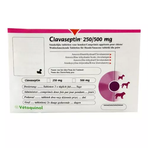 Таблетка Клавасептин Vetoquinol Clavaseptin 250 мг - фото №4