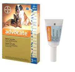 Bayer Адвокат для собак 25 - 40 кг Краплі на холку від зовнішніх та внутрішніх паразитів 1 піпетка