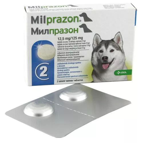 KRKA Мілпразон від 5 кг Таблетки для собак для лікування та профілактики гельмінтозів 5-25 кг 2 таб - фото №2
