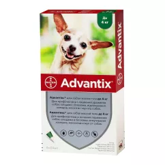 Bayer Адвантикс до 4 кг Капли на холку для собак от внешних паразитов 1 пипетка