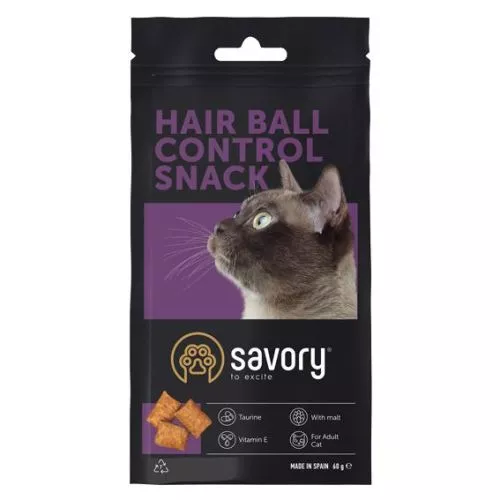 Savory Snack Подушечки для заохочення котів контроль вовняних грудок 60 г (31485) - фото №4