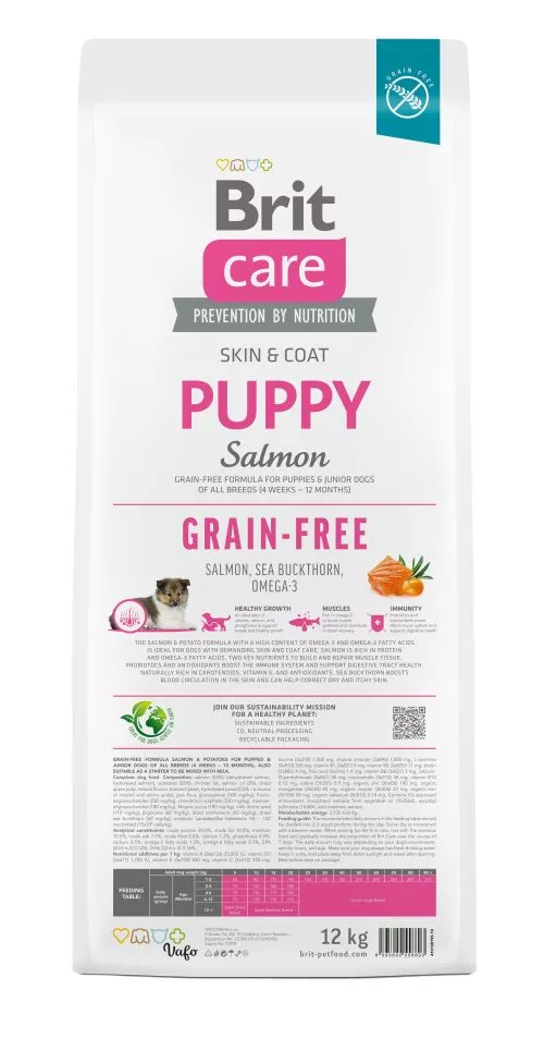 Сухой корм Brit Care Dog Grain-free Puppy для щенков, беззерновой с лососем, 12 кг (172195) - фото №5