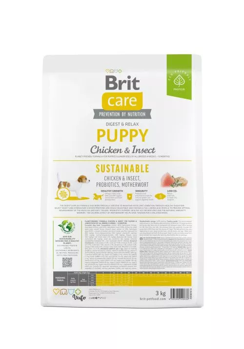 Сухой корм Brit Care Dog Sustainable Puppy для щенков, с курицей и насекомыми, 3 кг (172170) - фото №4