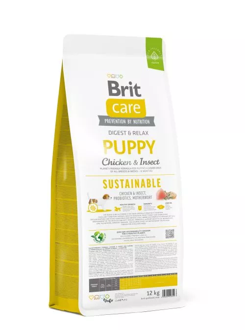Сухой корм Brit Care Dog Sustainable Puppy для щенков, с курицей и насекомыми, 12 кг (172171) - фото №3