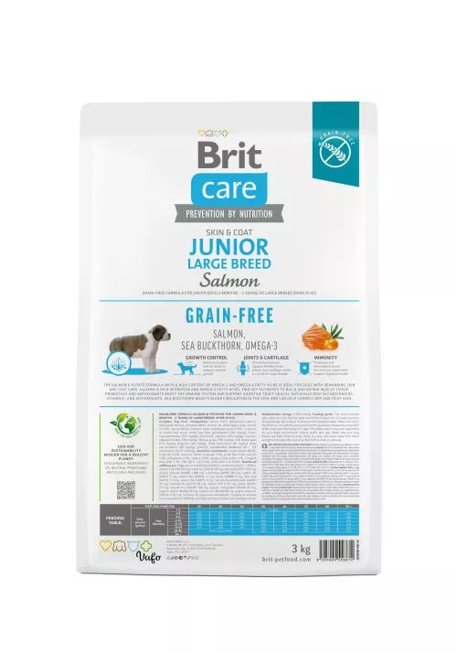 Сухий корм Brit Care Dog Grain-free Junior Large Breed для молодих собак великих порід, беззерновий з лососем, 3 кг (172200) - фото №5