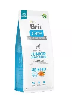 Сухой корм Brit Care Dog Grain-free Junior Large Breed для молодых собак больших пород, беззерновой с лососем, 12 кг (172201)